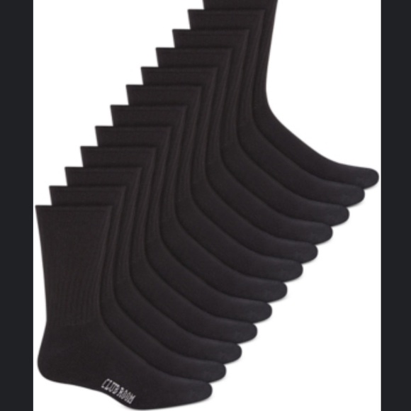 Club room men’s black crew socks 12 pair NWT 10-13 - Picture 1 of 4